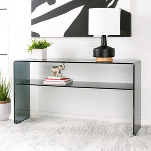 Safavieh Dash Tempered Glass Console Table – Modern Minimalist Design With Stylish Single Shelf For Storage Clear / Grey CNS7302A