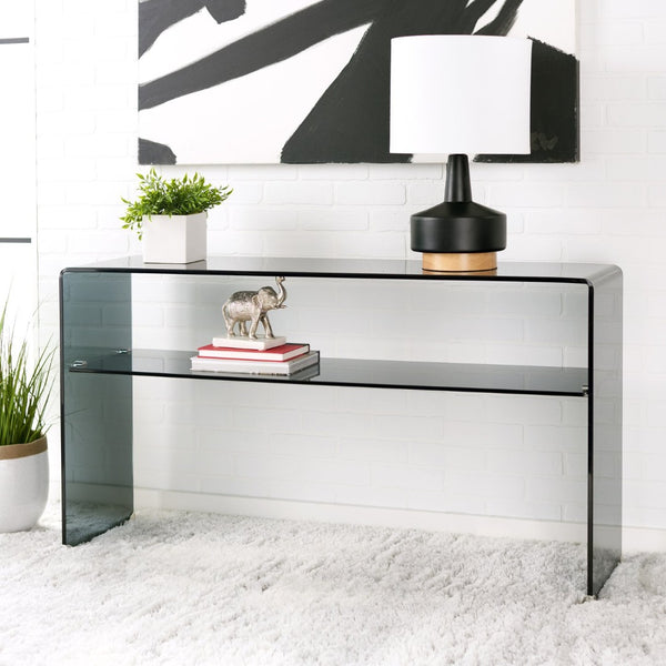 Safavieh Dash Tempered Glass Console Table – Modern Minimalist Design With Stylish Single Shelf For Storage Clear / Grey CNS7302A