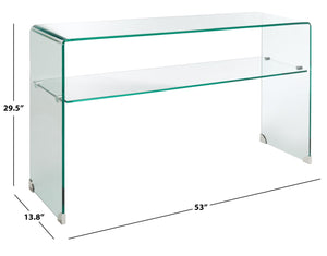 Safavieh Dash Tempered Glass Console Table – Modern Minimalist Design With Stylish Single Shelf For Storage Clear CNS7302B