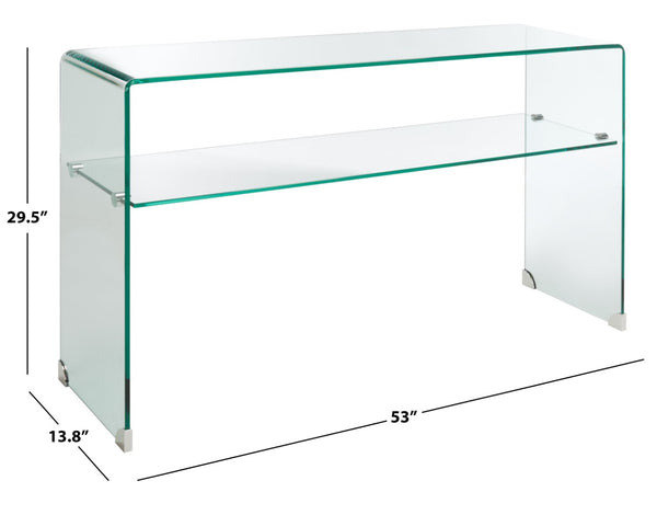 Safavieh Dash Tempered Glass Console Table – Modern Minimalist Design With Stylish Single Shelf For Storage Clear CNS7302B