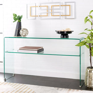 Safavieh Dash Tempered Glass Console Table – Modern Minimalist Design With Stylish Single Shelf For Storage Clear CNS7302B