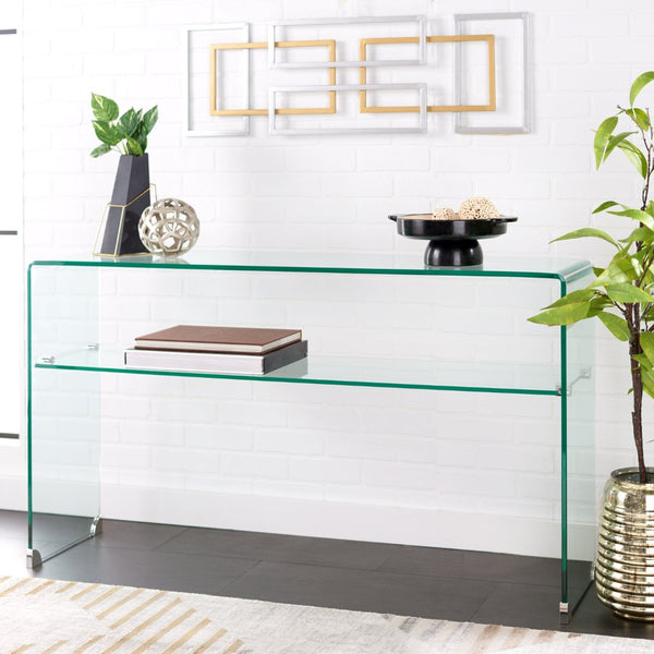 Safavieh Dash Tempered Glass Console Table – Modern Minimalist Design With Stylish Single Shelf For Storage Clear CNS7302B