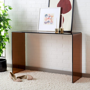 Safavieh Taft Elegant Amber-Tinted Glass Console Table - Modern Curved Design For Entryway & Living Room CNS7303A