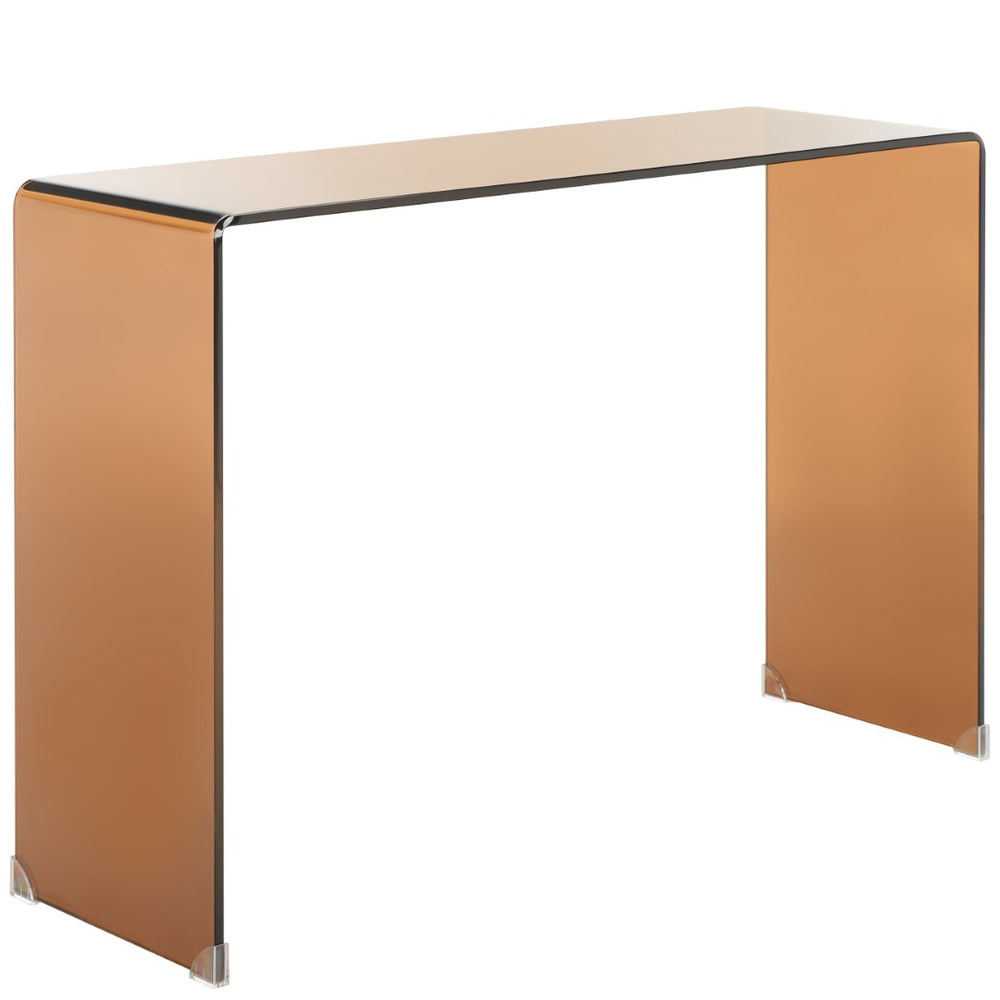 Safavieh Taft Elegant Amber-Tinted Glass Console Table - Modern Curved Design For Entryway & Living Room CNS7303A