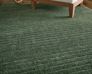 Feizy Rugs Cornerstone Hand-Loomed Wool Area Rug Ribbed Solid Artisan Weave for Living Rooms CNS8A22FGRN000F00