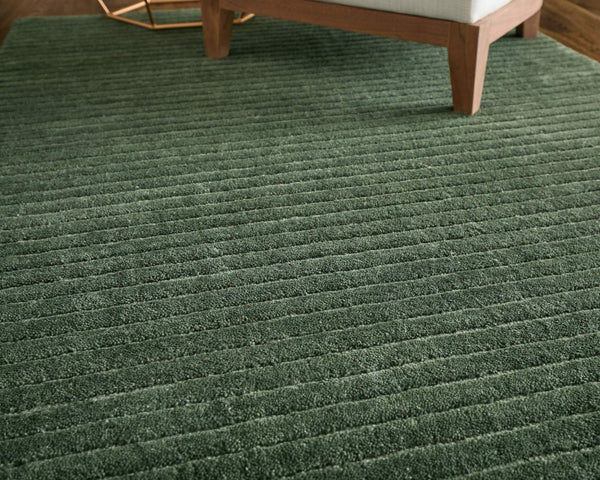 Feizy Rugs Cornerstone Hand-Loomed Wool Area Rug Ribbed Solid Artisan Weave for Living Rooms CNS8A22FGRN000F00