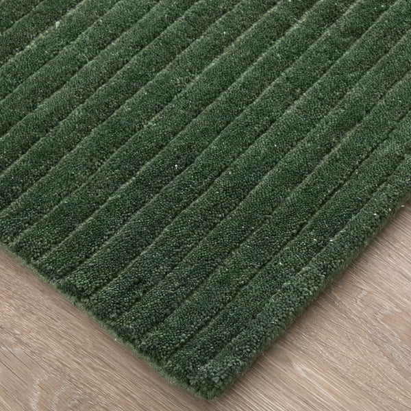 Feizy Rugs Cornerstone Hand-Loomed Wool Area Rug Ribbed Solid Artisan Weave for Living Rooms CNS8A22FGRN000F00
