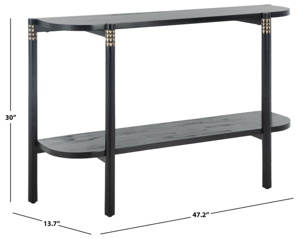 Safavieh Errington Console Table - Hand-Carved Luxury With Dramatic Black Finish For Entryway Or Living Room CNS9000A