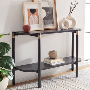 Safavieh Errington Console Table - Hand-Carved Luxury With Dramatic Black Finish For Entryway Or Living Room CNS9000A