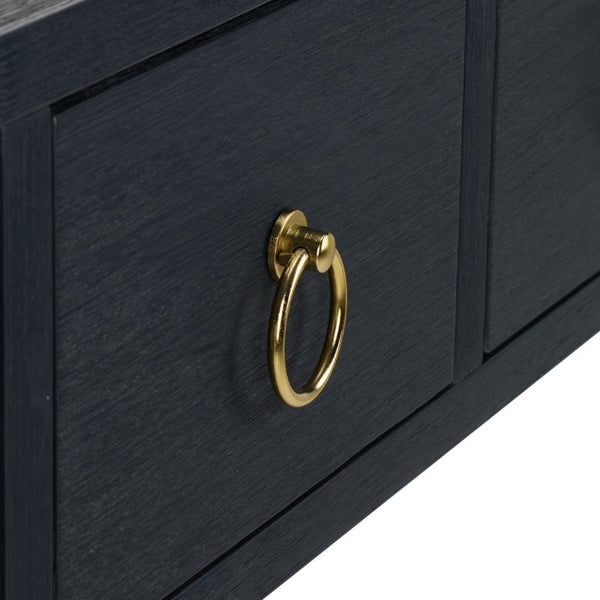 Safavieh Sadie Three Drawer Console Table Slim Entryway Storage with Bold Painted Finish Navy CNS9201A