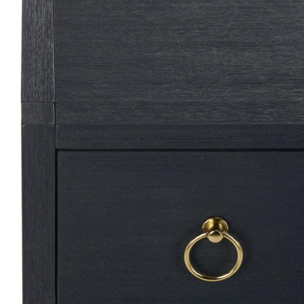 Safavieh Sadie Three Drawer Console Table Slim Entryway Storage with Bold Painted Finish Navy CNS9201A
