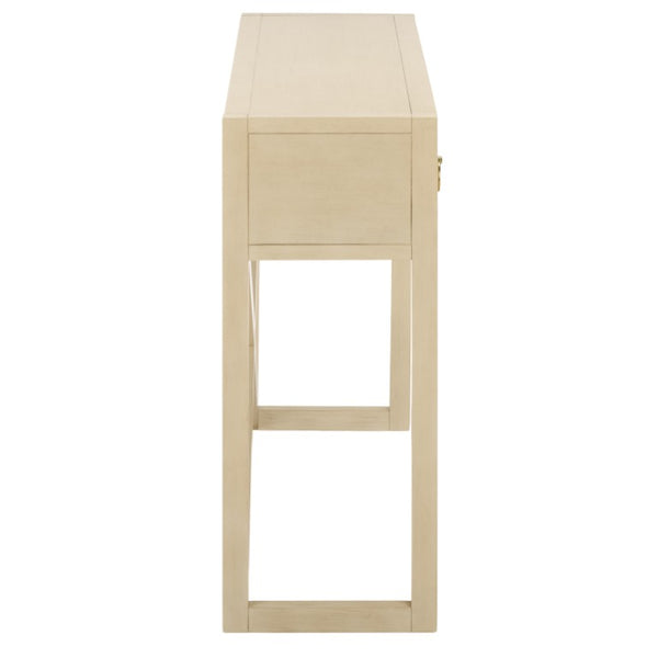Safavieh Sadie Three Drawer Console Table Slim Entryway Storage with Bold Painted Finish Antique White CNS9201B