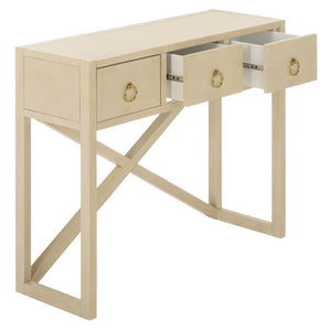 Safavieh Sadie Three Drawer Console Table Slim Entryway Storage with Bold Painted Finish Antique White CNS9201B