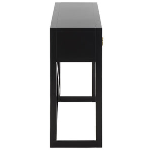 Safavieh Sadie Three Drawer Console Table Slim Entryway Storage with Bold Painted Finish Black CNS9201C