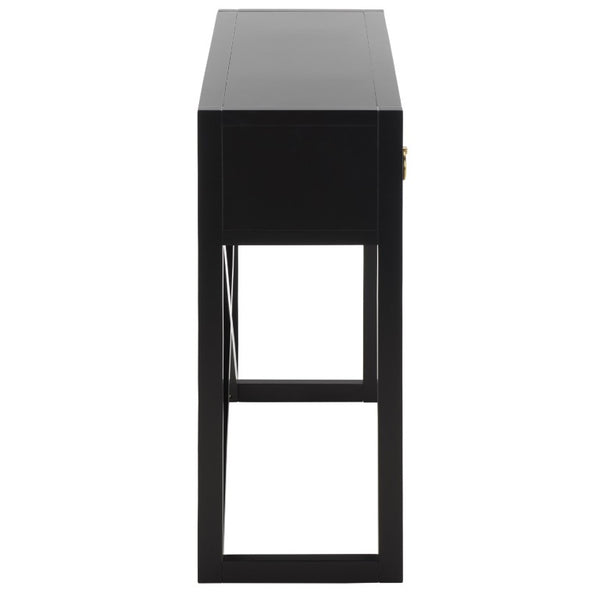 Safavieh Sadie Three Drawer Console Table Slim Entryway Storage with Bold Painted Finish Black CNS9201C