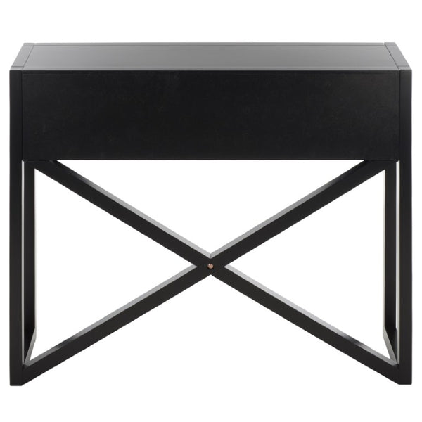 Safavieh Sadie Three Drawer Console Table Slim Entryway Storage with Bold Painted Finish Black CNS9201C