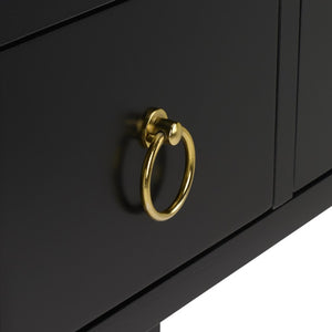 Safavieh Sadie Three Drawer Console Table Slim Entryway Storage with Bold Painted Finish Black CNS9201C