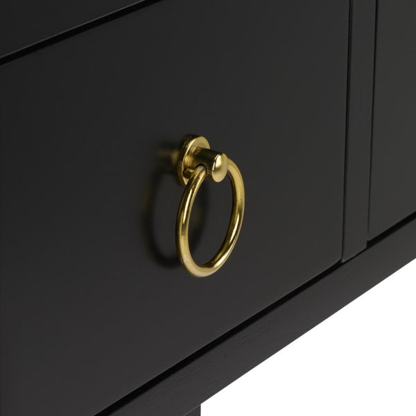 Safavieh Sadie Three Drawer Console Table Slim Entryway Storage with Bold Painted Finish Black CNS9201C