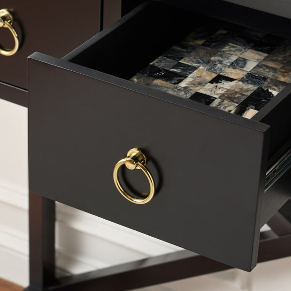 Safavieh Sadie Three Drawer Console Table Slim Entryway Storage with Bold Painted Finish Black CNS9201C