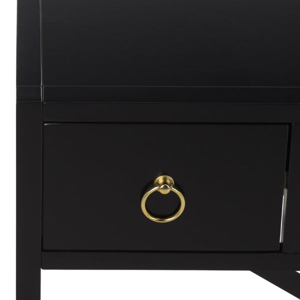 Safavieh Sadie Three Drawer Console Table Slim Entryway Storage with Bold Painted Finish Black CNS9201C