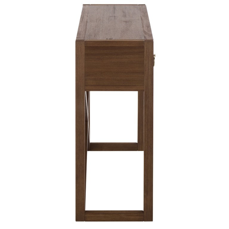 Safavieh Sadie Three Drawer Console Table Slim Entryway Storage with Bold Painted Finish Chocolate CNS9201D