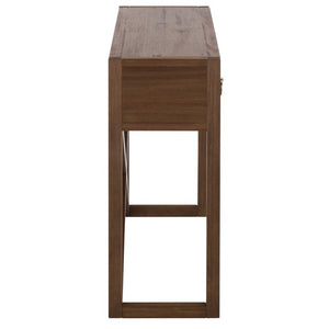 Safavieh Sadie Three Drawer Console Table Slim Entryway Storage with Bold Painted Finish Chocolate CNS9201D