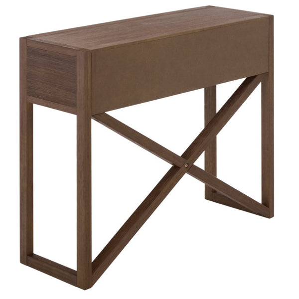 Safavieh Sadie Three Drawer Console Table Slim Entryway Storage with Bold Painted Finish Chocolate CNS9201D