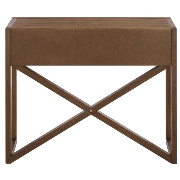 Safavieh Sadie Three Drawer Console Table Slim Entryway Storage with Bold Painted Finish Chocolate CNS9201D