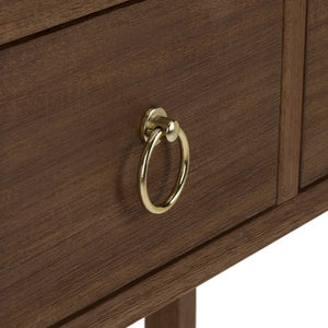 Safavieh Sadie Three Drawer Console Table Slim Entryway Storage with Bold Painted Finish Chocolate CNS9201D