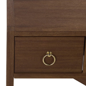 Safavieh Sadie Three Drawer Console Table Slim Entryway Storage with Bold Painted Finish Chocolate CNS9201D