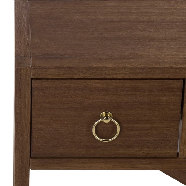 Safavieh Sadie Three Drawer Console Table Slim Entryway Storage with Bold Painted Finish Chocolate CNS9201D