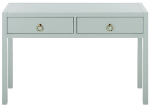 Safavieh Moya Two Drawer Console Table Powder Blue Finish for Entryway Hallway or Sofa Light Blue CNS9202A