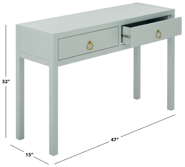 Safavieh Moya Two Drawer Console Table Powder Blue Finish for Entryway Hallway or Sofa Light Blue CNS9202A