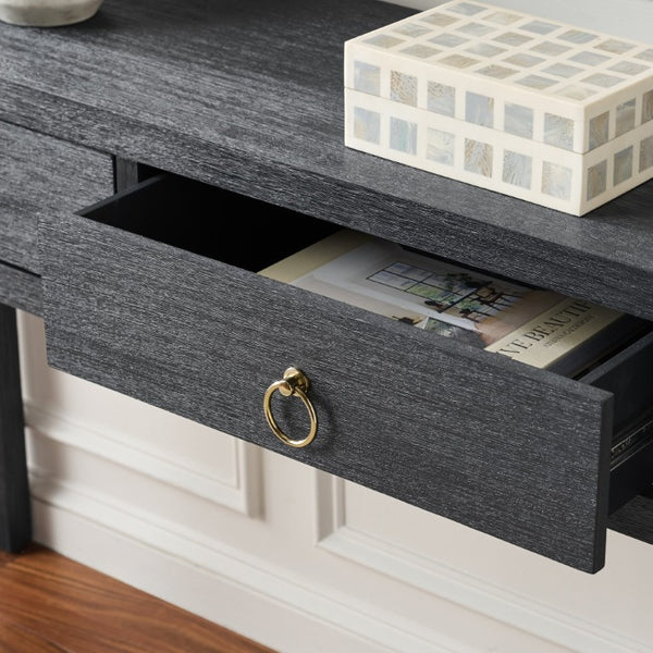 Safavieh Moya Two Drawer Console Table Powder Blue Finish for Entryway Hallway or Sofa Navy CNS9202B