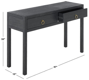 Safavieh Moya Two Drawer Console Table Powder Blue Finish for Entryway Hallway or Sofa Navy CNS9202B
