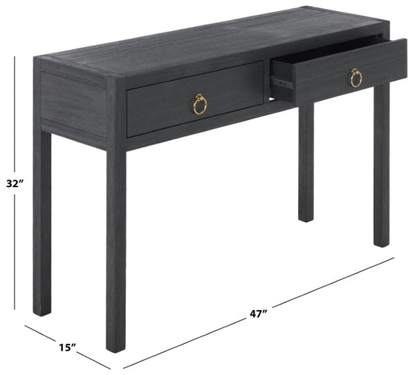 Safavieh Moya Two Drawer Console Table Powder Blue Finish for Entryway Hallway or Sofa Navy CNS9202B