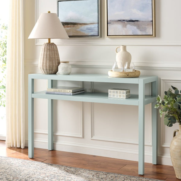Safavieh Aeryn Slim Console Table with Lower Shelf for Entryway Hallway or Sofa Wall Accent Light Blue CNS9203A