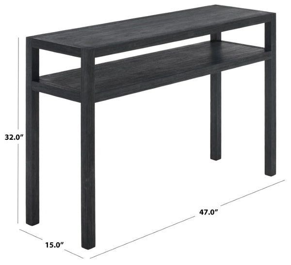 Safavieh Aeryn Slim Console Table with Lower Shelf for Entryway Hallway or Sofa Wall Accent Navy CNS9203B