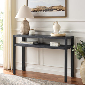 Safavieh Aeryn Slim Console Table with Lower Shelf for Entryway Hallway or Sofa Wall Accent Navy CNS9203B