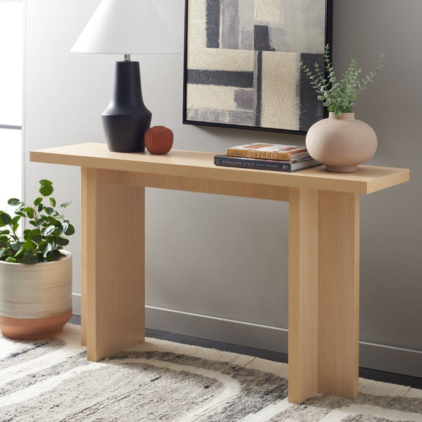 Safavieh Florence Large Console Table - Modern Architectural Design For Entryways, Hallways & Living Spaces Natural CNS9301A