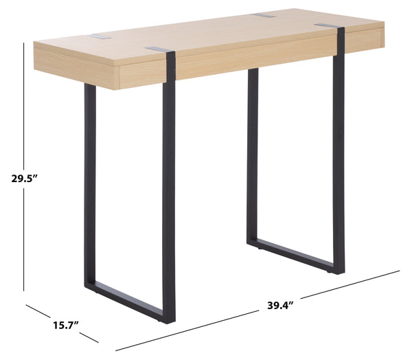 Safavieh Klausner Console Table - Rustic Sand Top With Sleek Black Metal Legs For Modern Home Elegance Sand ,Black Wood ,Metal Cns9302a