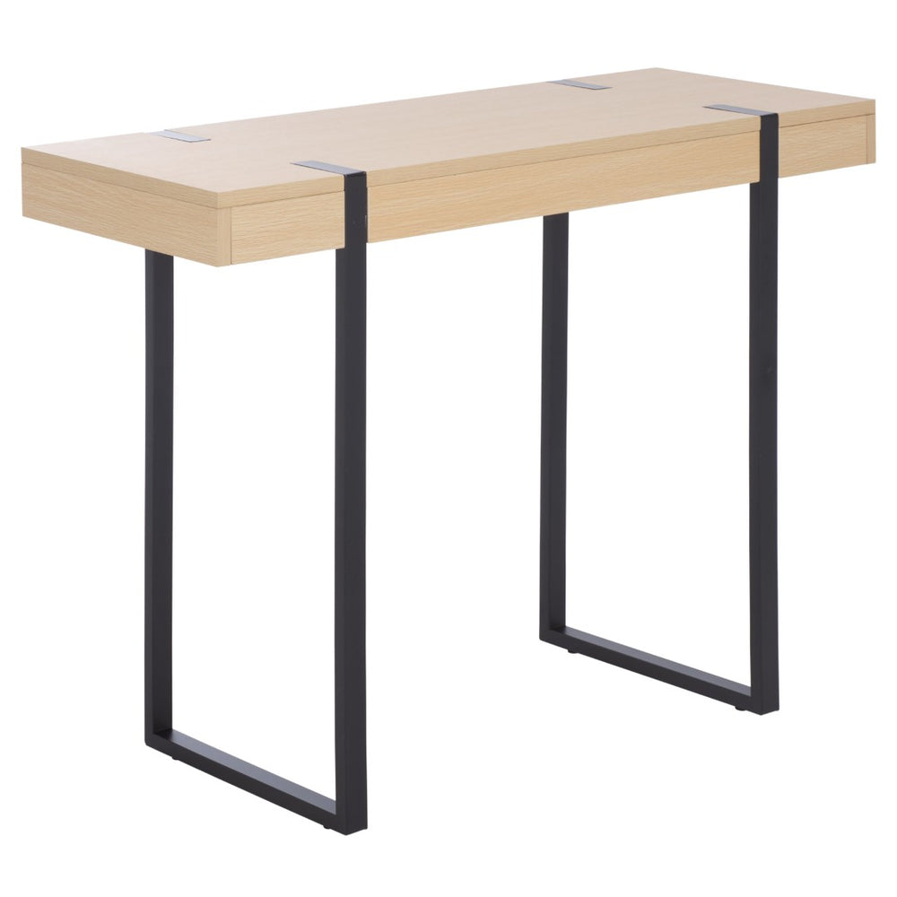 Safavieh Klausner Console Table - Rustic Modern Design With Sand Finish & Black Metal Legs For Any Space CNS9302A