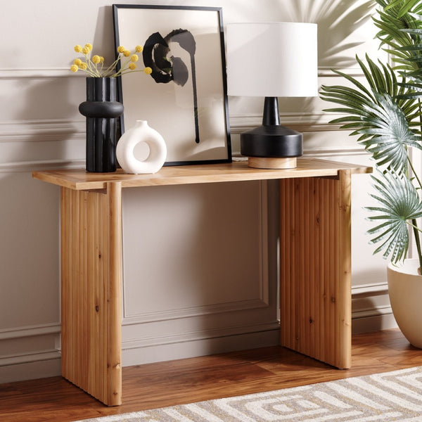 Safavieh Buckley Console Table: Rustic Charm Meets Modern Utility For Stylish Entryways And Living Spaces Natural CNS9704A