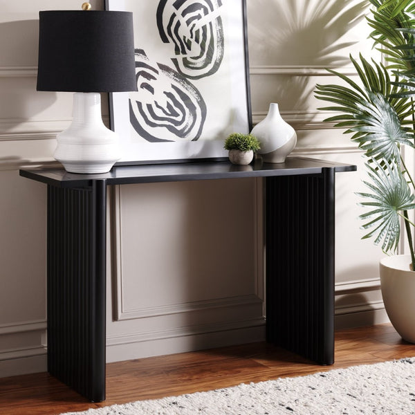 Safavieh Buckley Console Table: Rustic Charm Meets Modern Utility For Stylish Entryways And Living Spaces Black CNS9704B