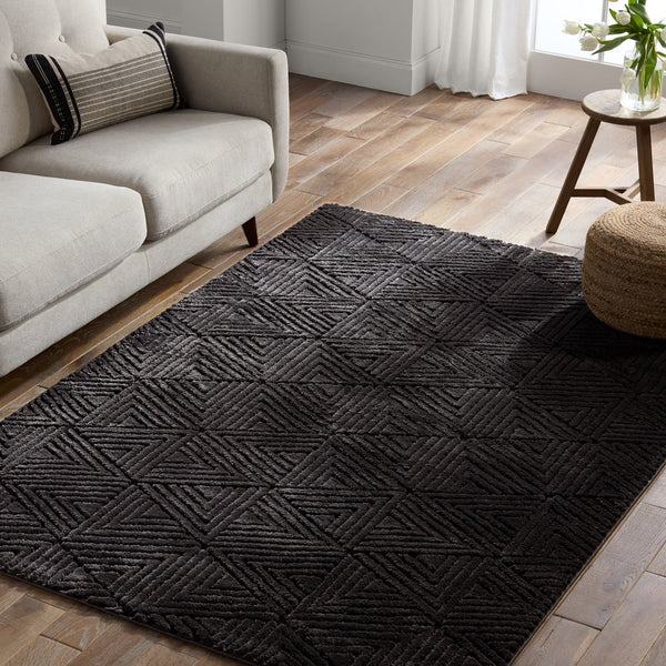 Jaipur Living Calix By Nikki Chu Ziazan Cnu04 Powerloomed Machinemade 70% Polypropylene 30% Polyester Geometric Geometric Indoor Rug Black 70% Polypropylene 30% Polyester Rug159565