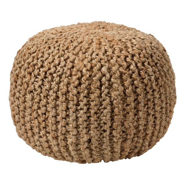 Jaipur Living Vibe by Jaipur Living Azene Handwoven Jute Cylinder Pouf for Boho or Coastal Rooms Tan ACF100004