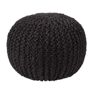 Jaipur Living Vibe by Jaipur Living Azene Handwoven Jute Cylinder Pouf for Boho or Coastal Rooms Black ACF100006