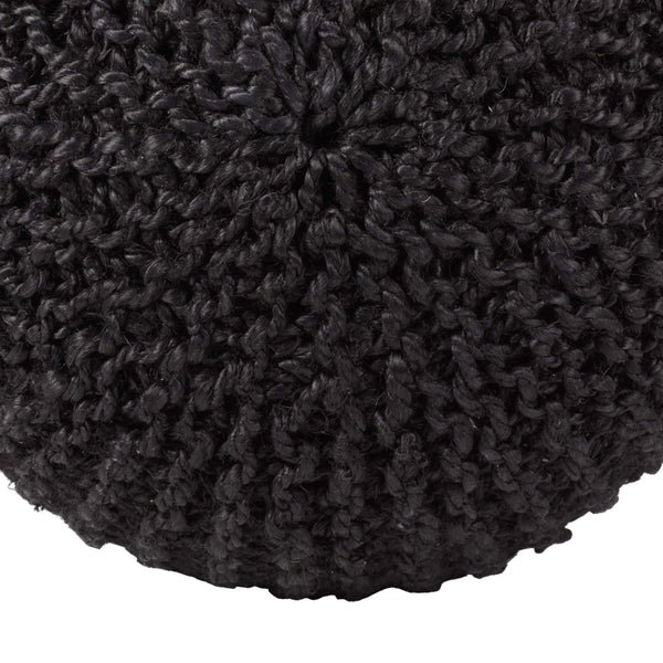 Jaipur Living Vibe by Jaipur Living Azene Handwoven Jute Cylinder Pouf for Boho or Coastal Rooms Black ACF100006