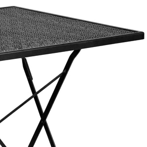 English Elm Oia Commercial Grade Folding Steel Patio Table for Indoor & Outdoor Dining - Elegant & Durable Design Black 28" Square CO-1-BK-GG