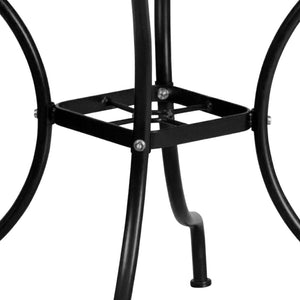 English Elm Oia Commercial Grade Steel Patio Dining Set with Umbrella-Ready Table and 4 Ergonomic Chairs Black 35.5" Square CO-35SQ-03CHR4-BK-GG